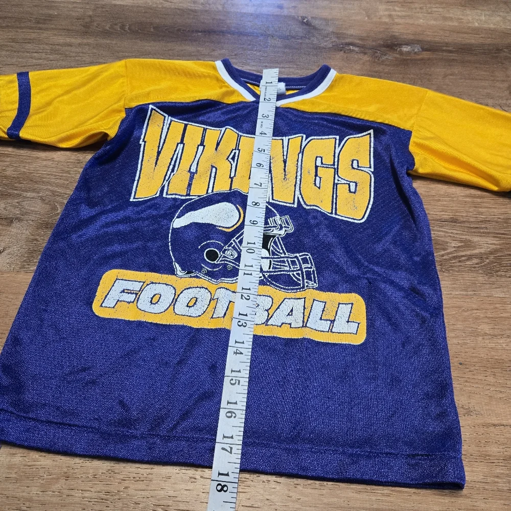 Vintage Vikings Kids Football Shirt - Purple and Yellow Boys 7